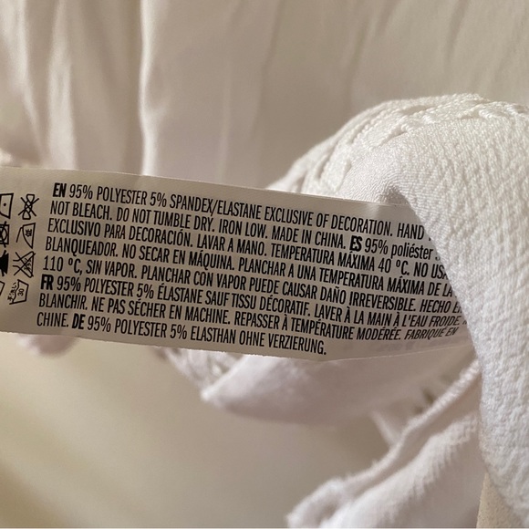 Endless Rose White Peasant Blouse Top Women's Size L Tassel Embroidered Cut Out - Picture 9 of 10